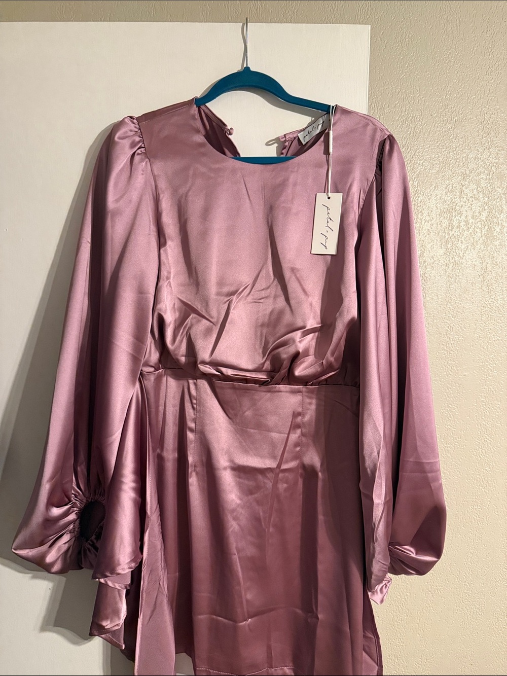 Petal & Pup Satin Puff Sleeve Mini Dress in Dusty Rose